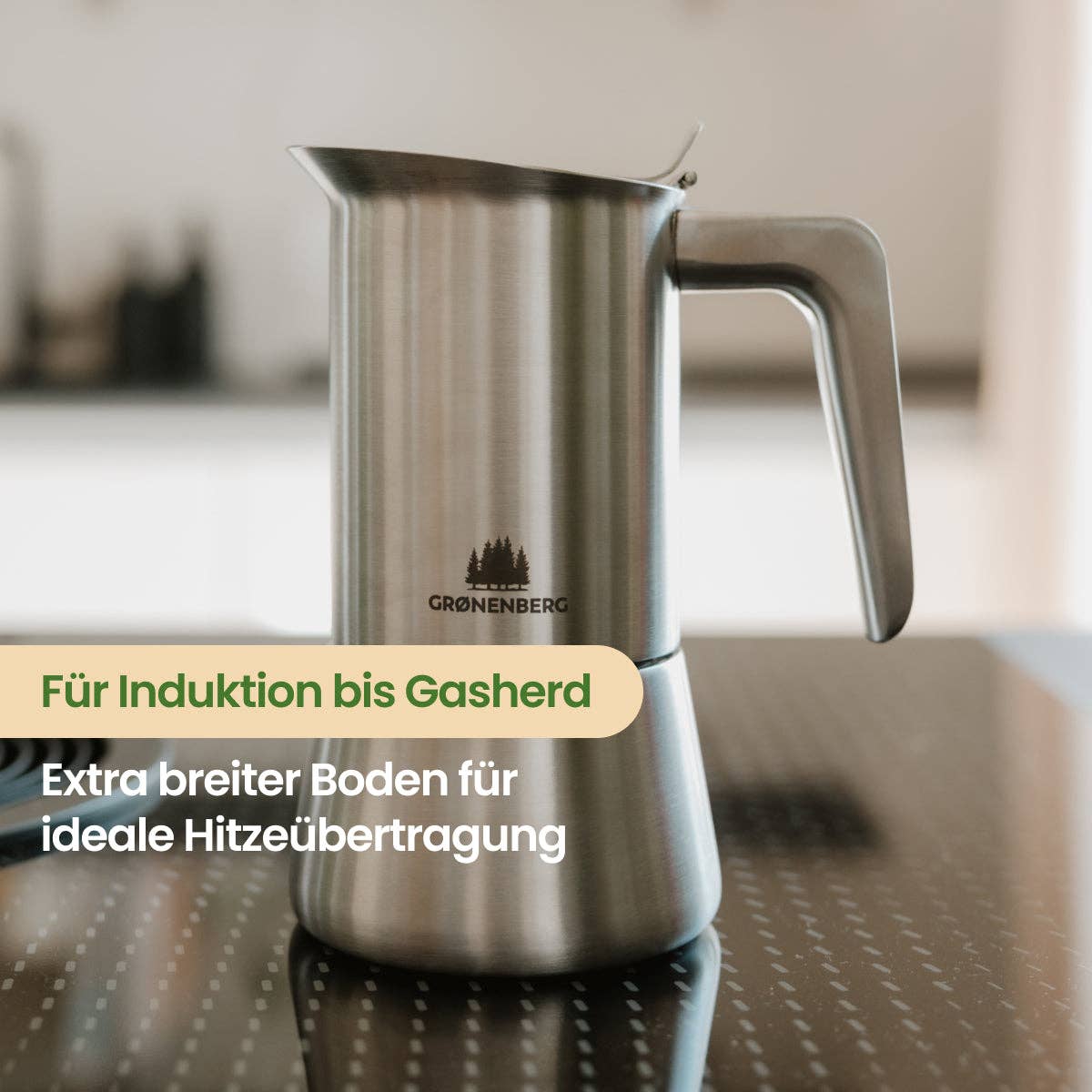 Edelstahl Espressokocher 4 Tassen (200 ml) | Induktion