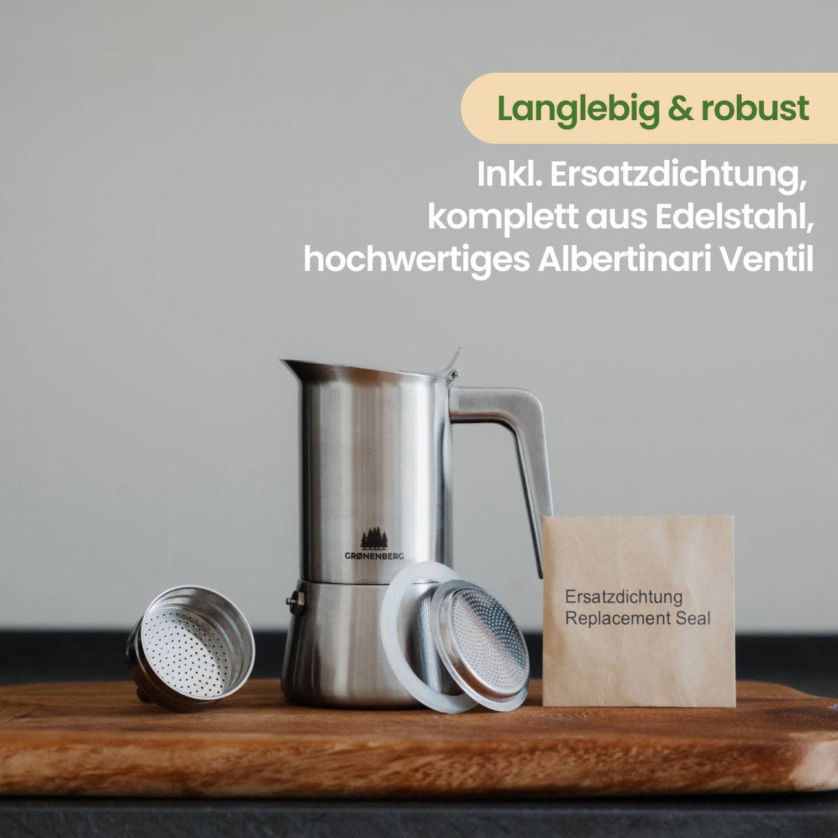Edelstahl Espressokocher 4 Tassen (200 ml) | Induktion