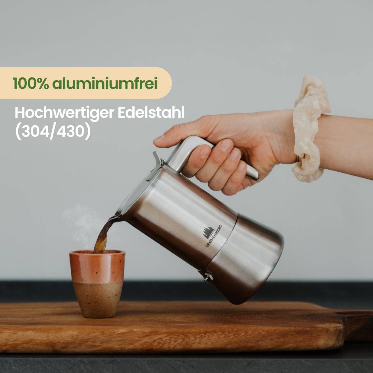 Edelstahl Espressokocher 4 Tassen (200 ml) | Induktion