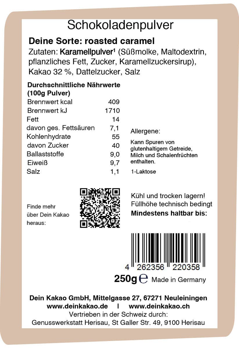 Dein Kakao | Roasted caramel Schokoladenpulver | Karamell