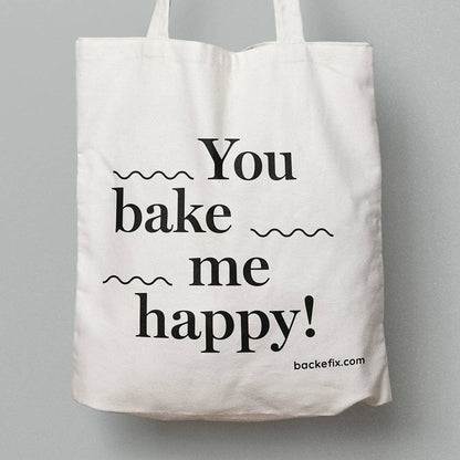 Backefix | Baumwolltasche – You bake me happy!