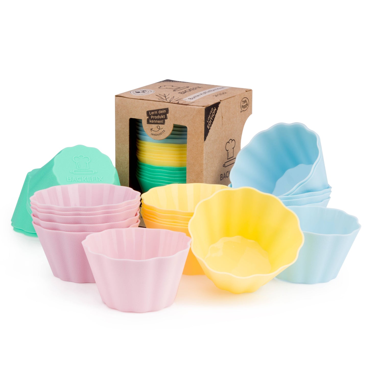 Backefix | Silicone Muffin Cups 24 Pieces Colorful