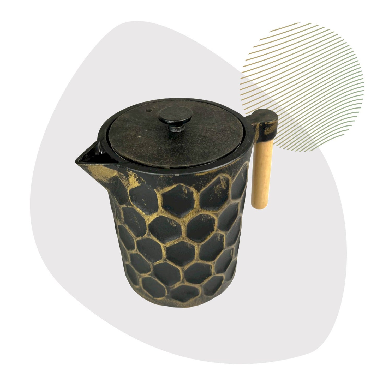 Ja-Unendlich | Kabo Teekanne aus Gusseisen,   1,2l schwarzgold