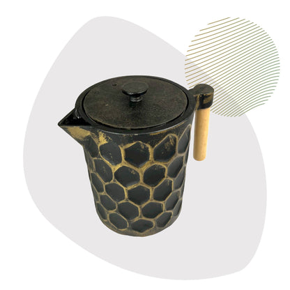 Ja-Unendlich | Kabo Teekanne aus Gusseisen,   1,2l schwarzgold