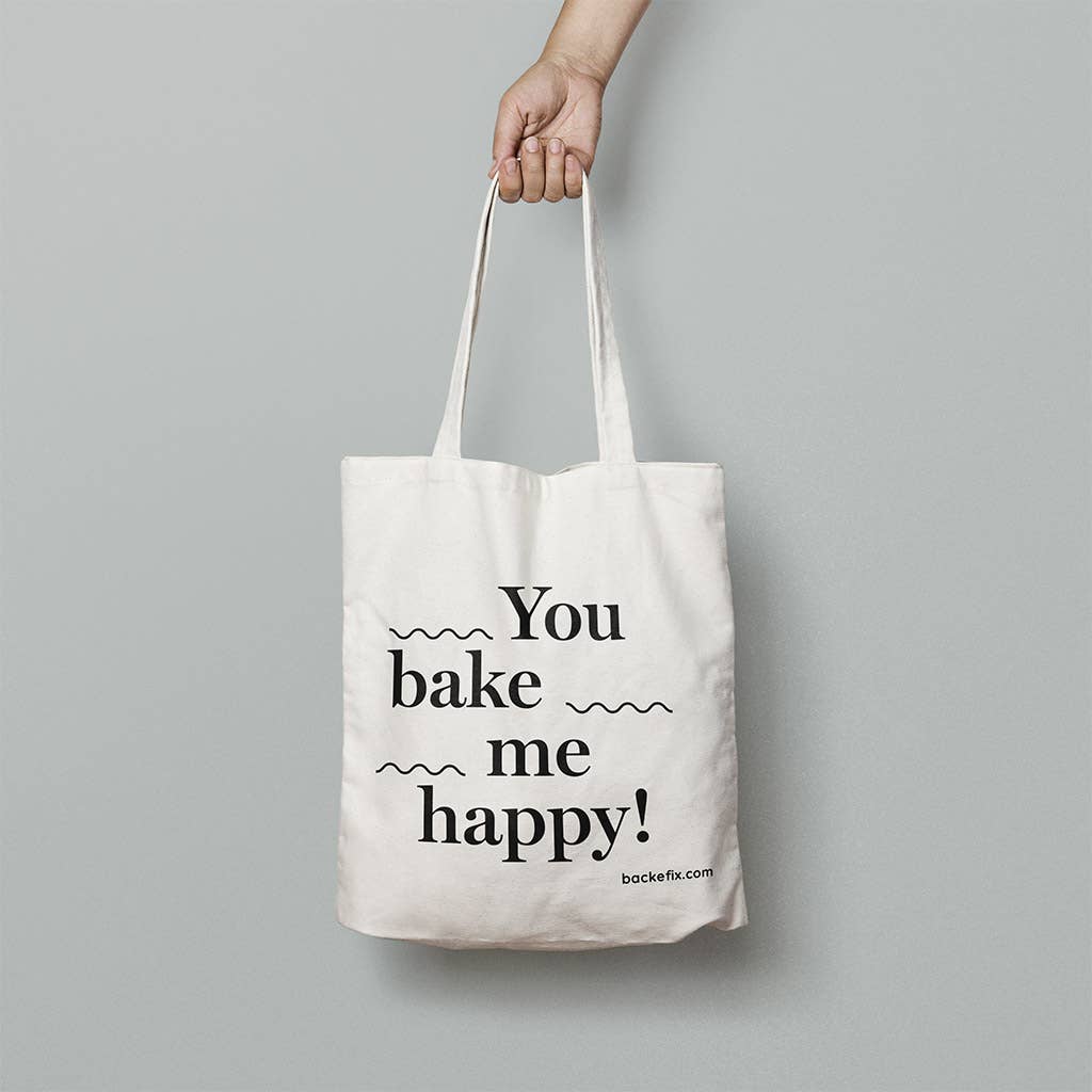 Backefix | Baumwolltasche – You bake me happy!