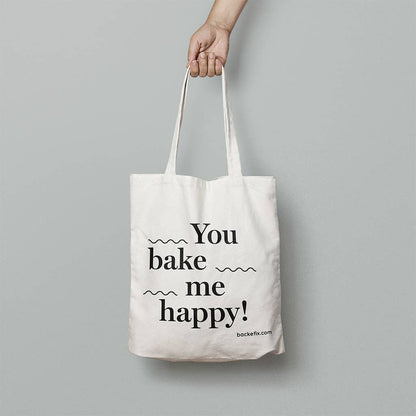 Backefix | Baumwolltasche – You bake me happy!