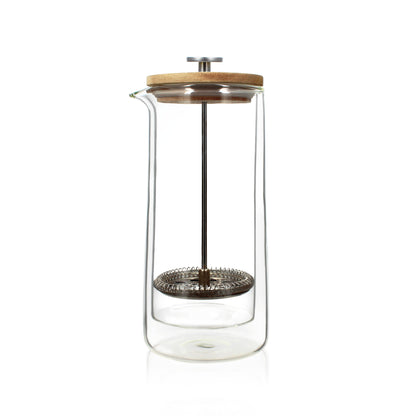 800 ml doppelwandige französische Presse aus Glas und Holz