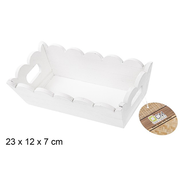 Weißer rechteckiger Holzkorb 23x12x7cm