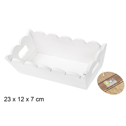 Weißer rechteckiger Holzkorb 23x12x7cm