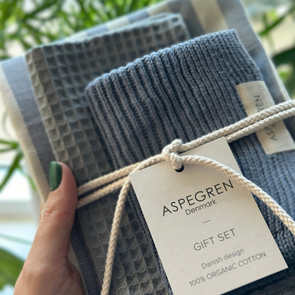 Geschenkset - 100% Bio-Baumwolle - 3er-Set - Meersalz