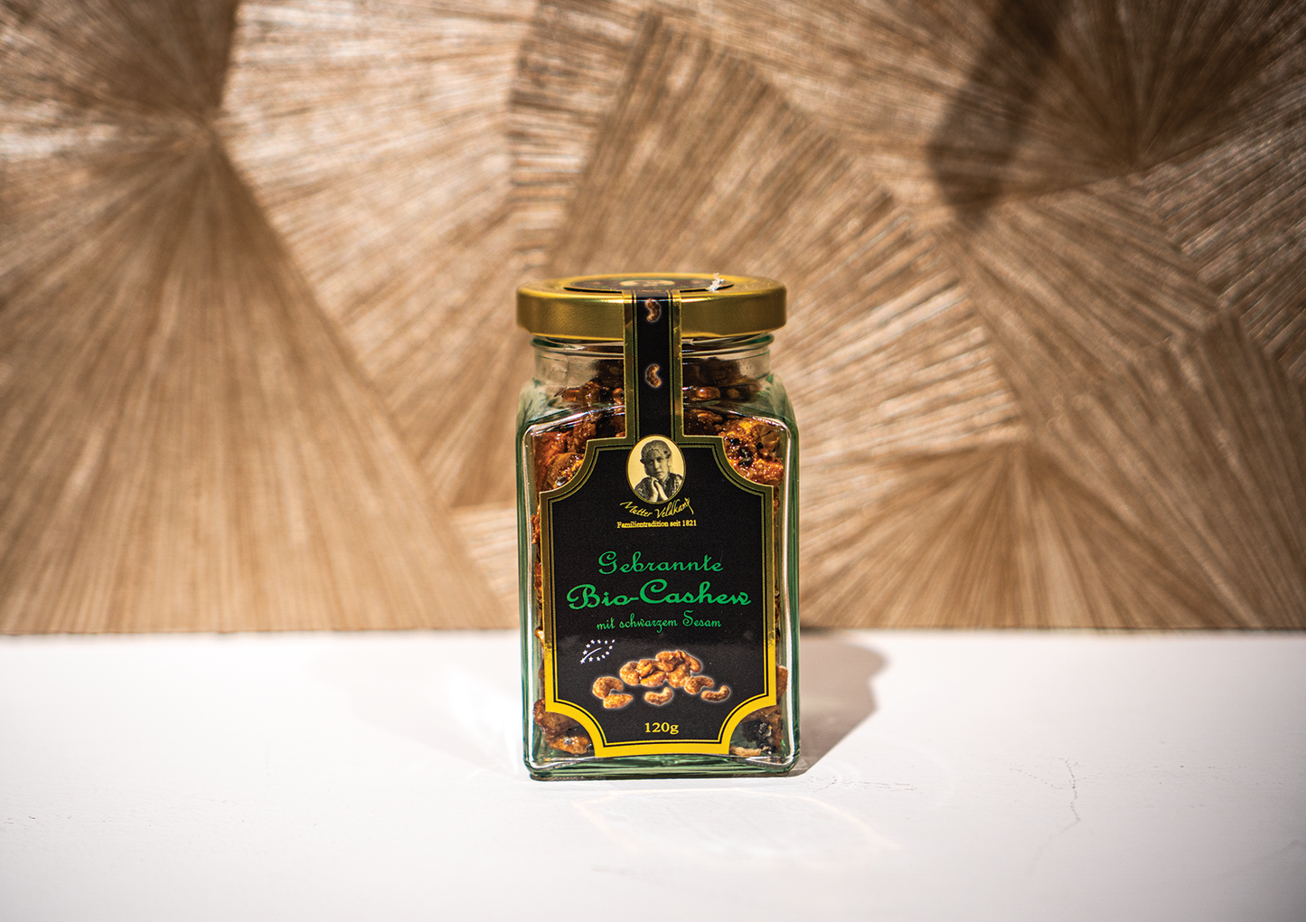 Hamburger Goldmandeln | Bio Cashew mit Schwarzem Sesam Im Glas 120G