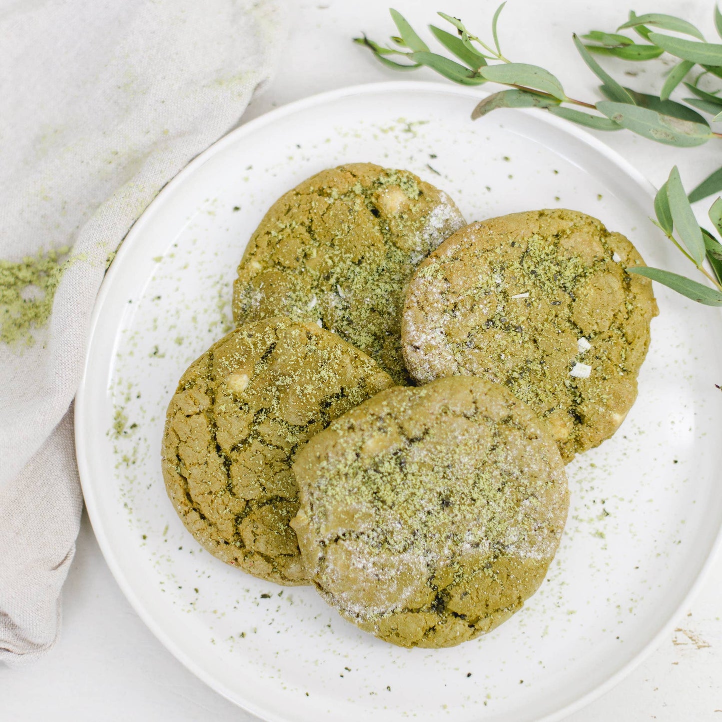 Backmischung Matcha-Cookies mit weißer Schokolade